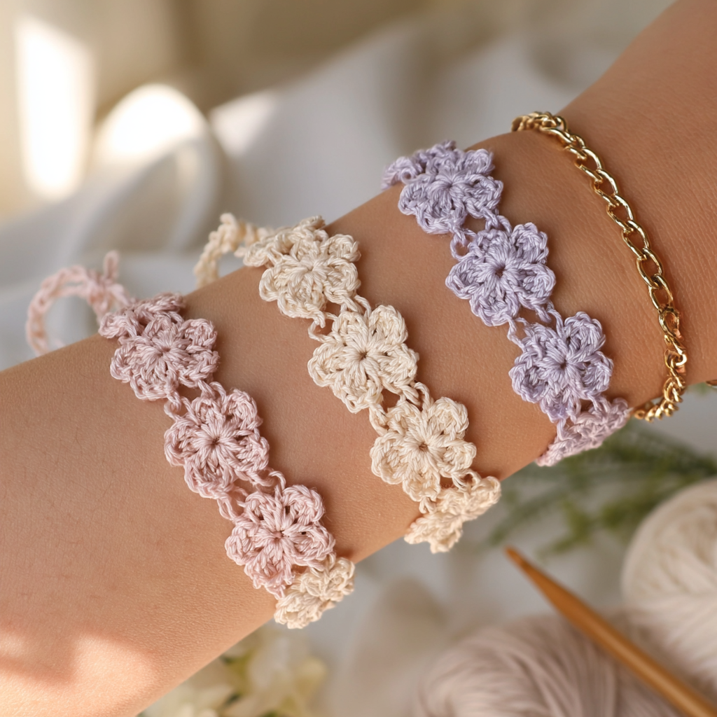 Free Crochet Flower Bracelet Pattern: Easy & Beautiful - step by step