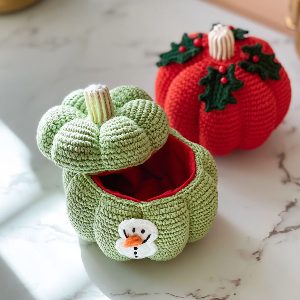 Crochet Christmas Pumpkin Pots for Festive Decor