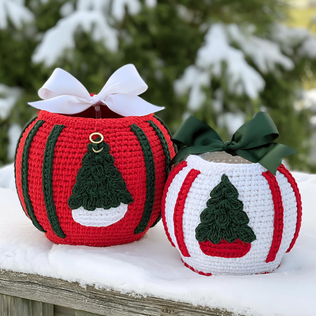 Crochet Christmas Pumpkin Pots for Festive Decor - step by step