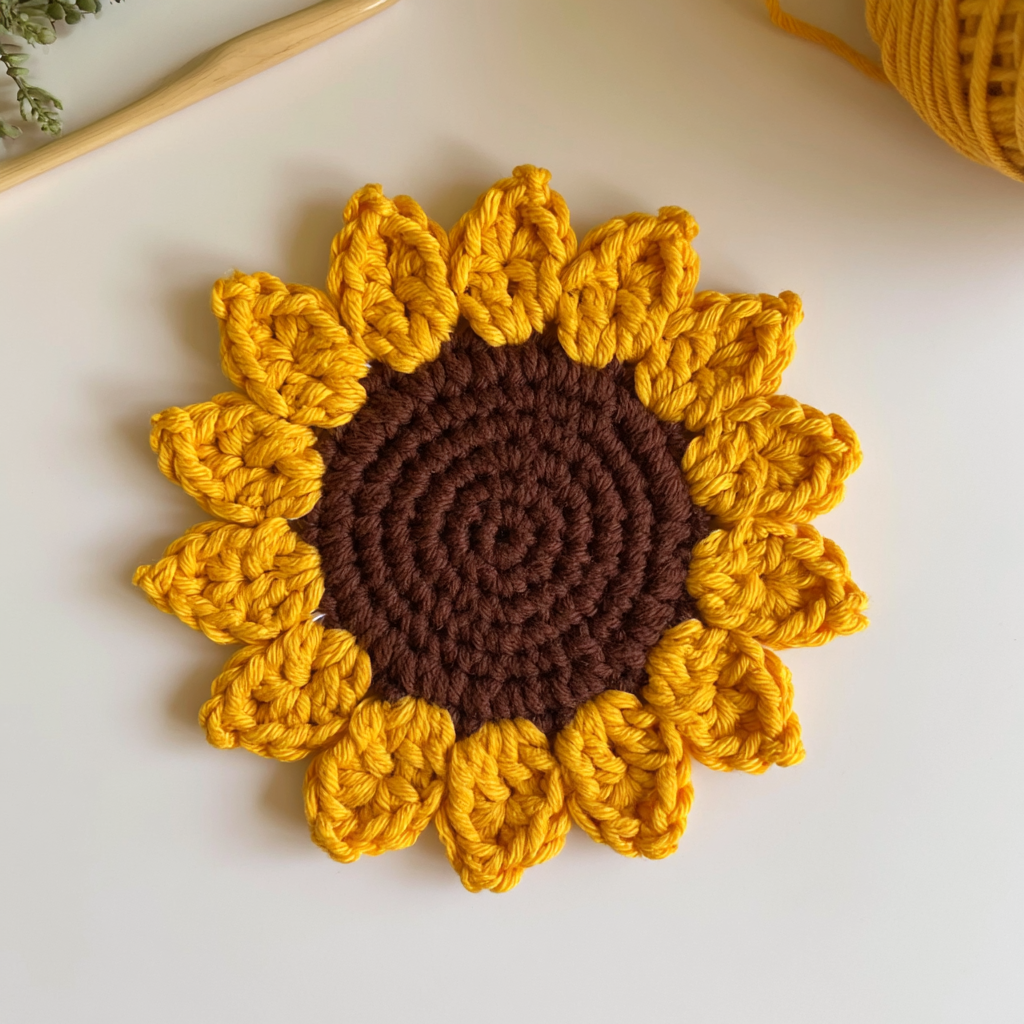 Crochet a Beginner-Friendly Flower Coaster in 45 Minutes - finished dish