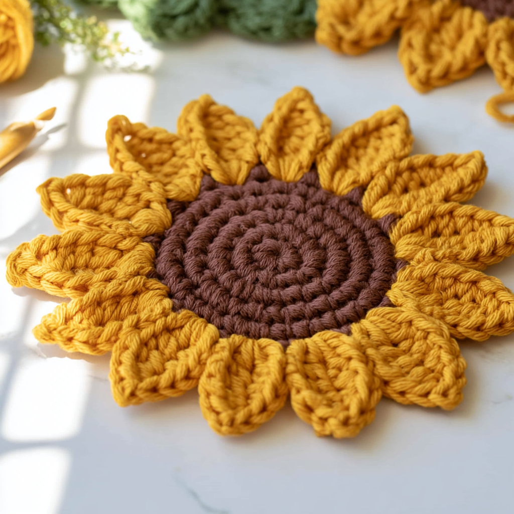 Crochet Sunflower Coasters: A Beginner-Friendly Project