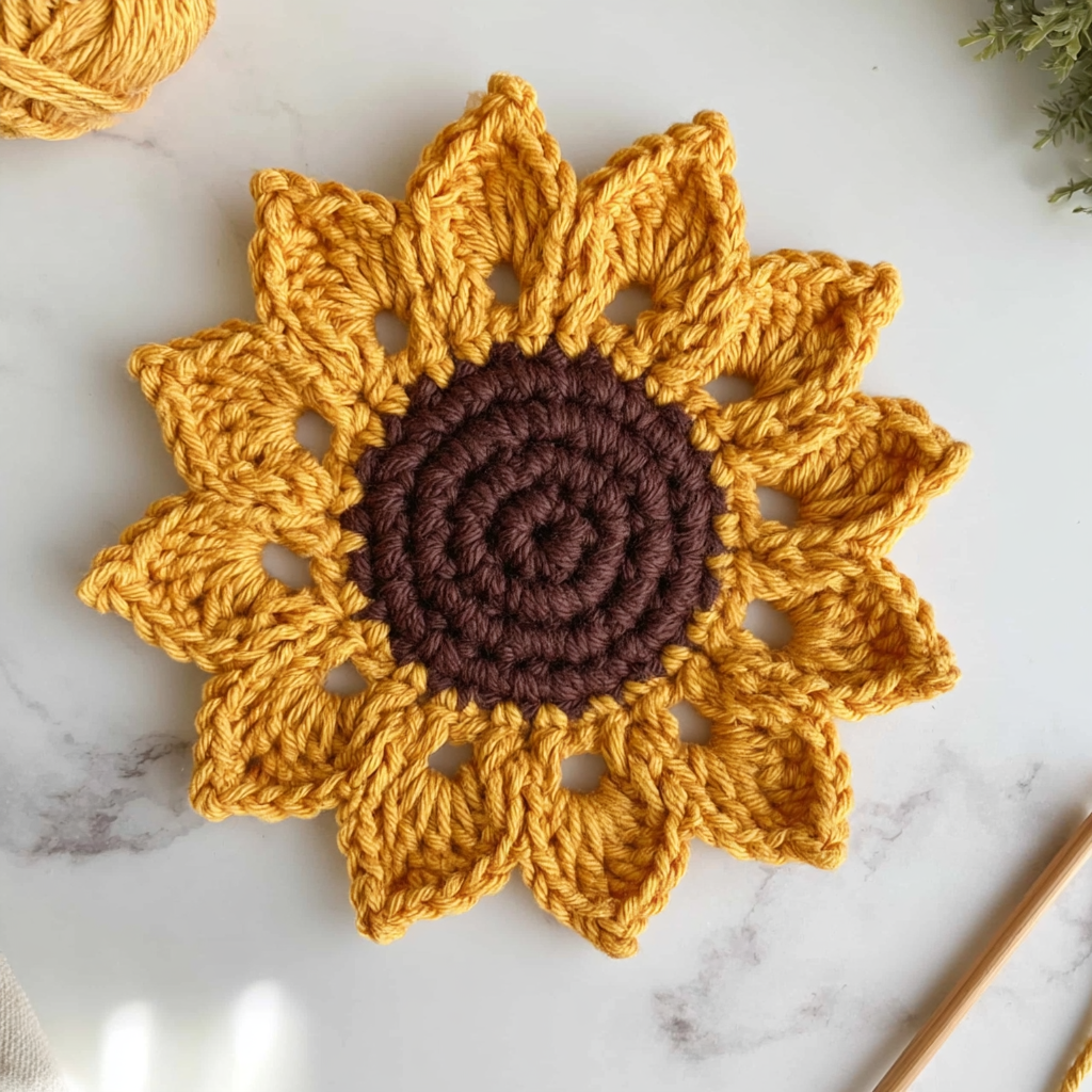 Crochet Sunflower Coasters: A Beginner-Friendly Project - step by step