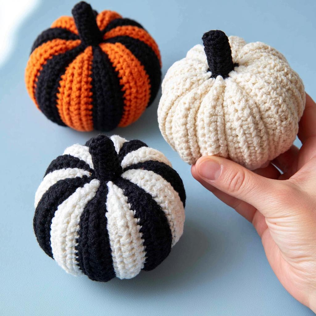 Crochet Adorable Amigurumi Pumpkins for Fall - finished dish