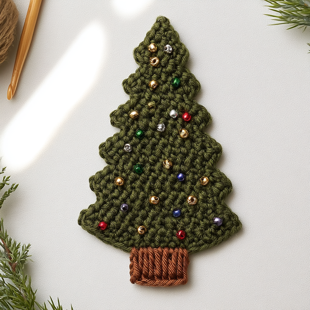 Crochet a No-Sew Gingerbread or Christmas Tree Ornament - finished dish