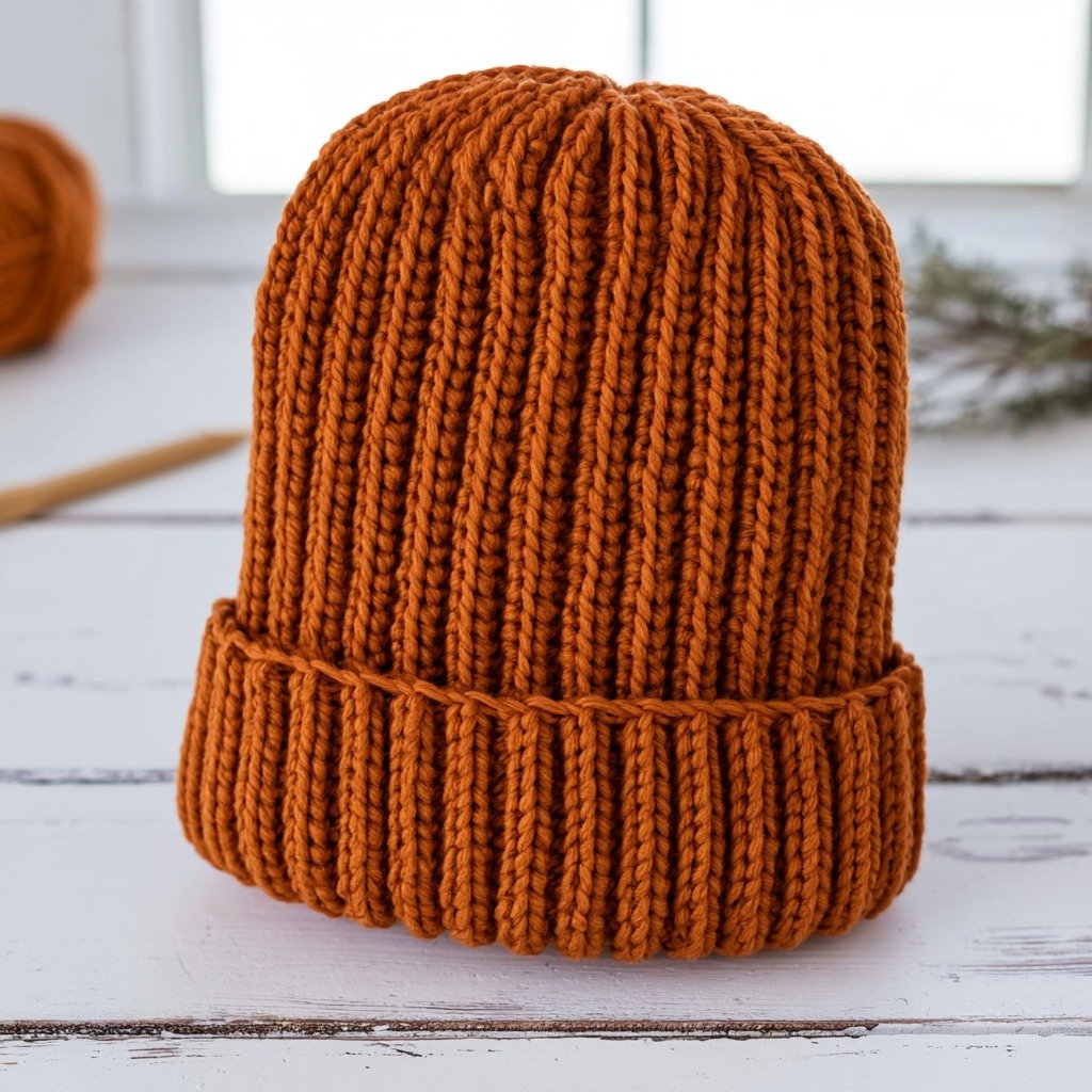 Crochet This Easy Ribbed Hat - finished dish