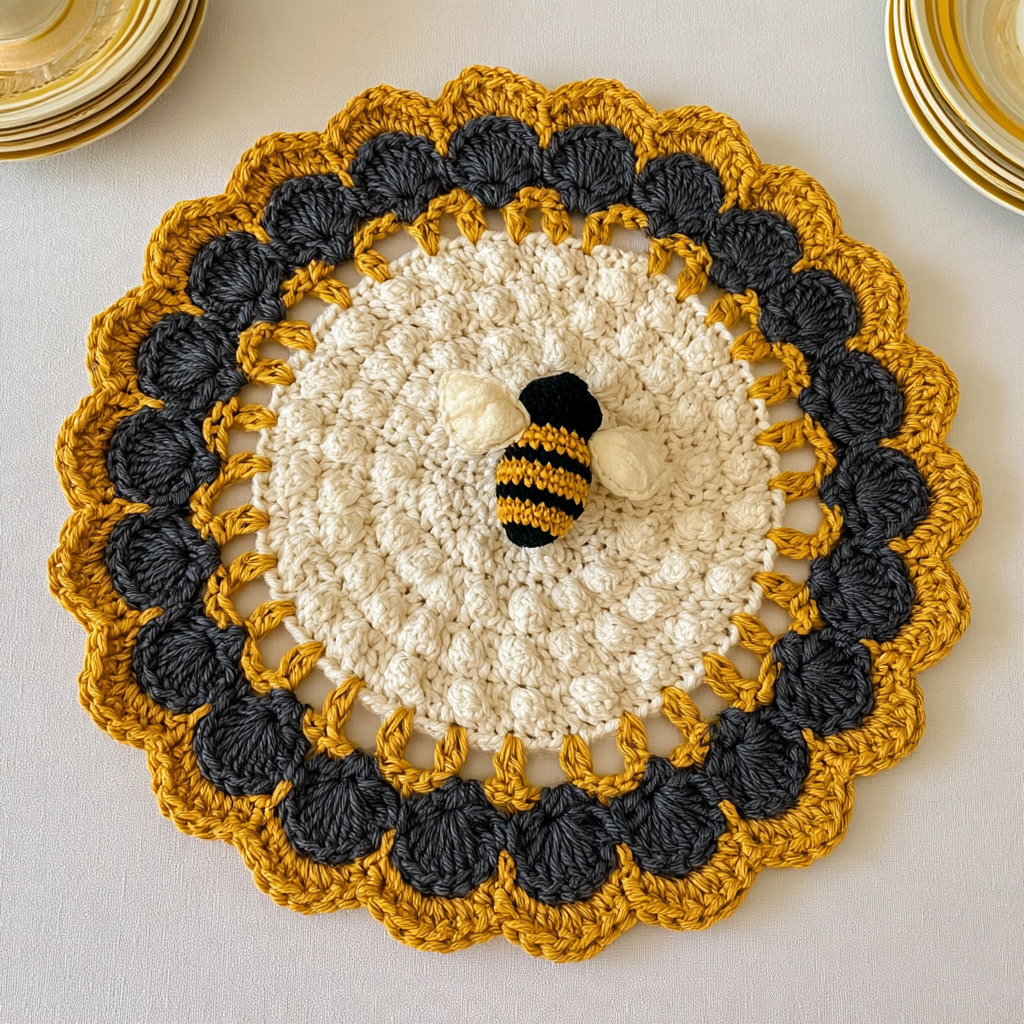 Crochet a Honeycomb Bee Placemat - step by step