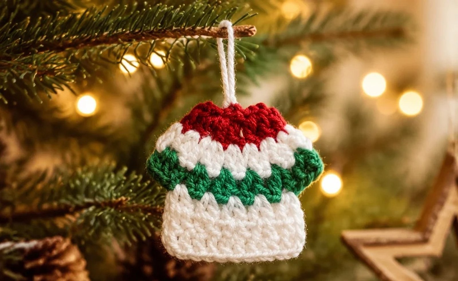 Crochet Miniature Sweaters for a Charming Christmas Tree - finished dish
