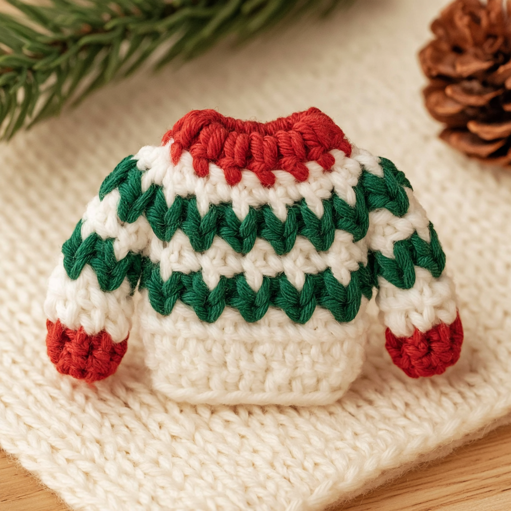 Crochet Miniature Sweaters for a Charming Christmas Tree - step by step